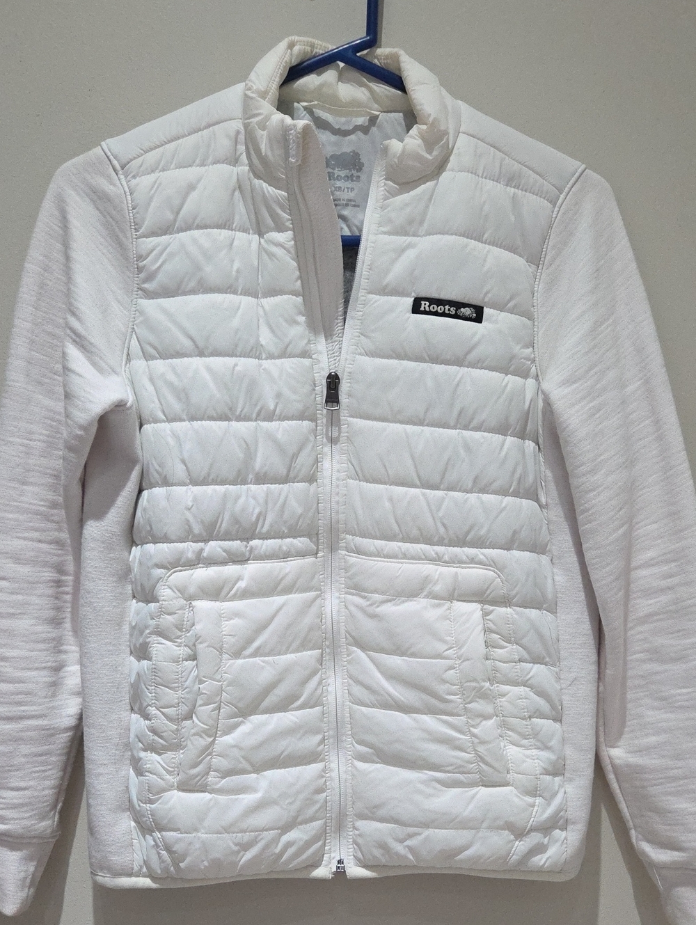 Roots Cabin Quilted Puffer with Knit Sleeves